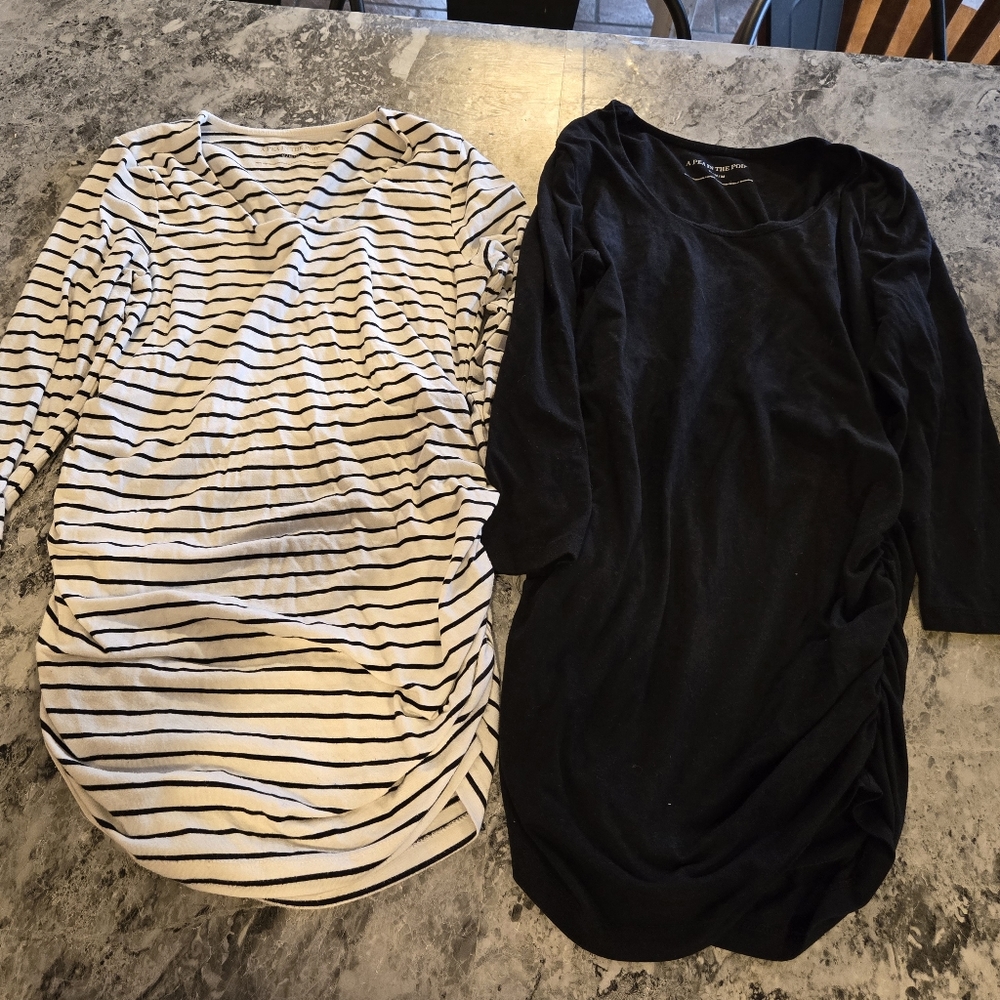 Set of 2 Medium A Pea in the Pod Maternity Shirts Lot